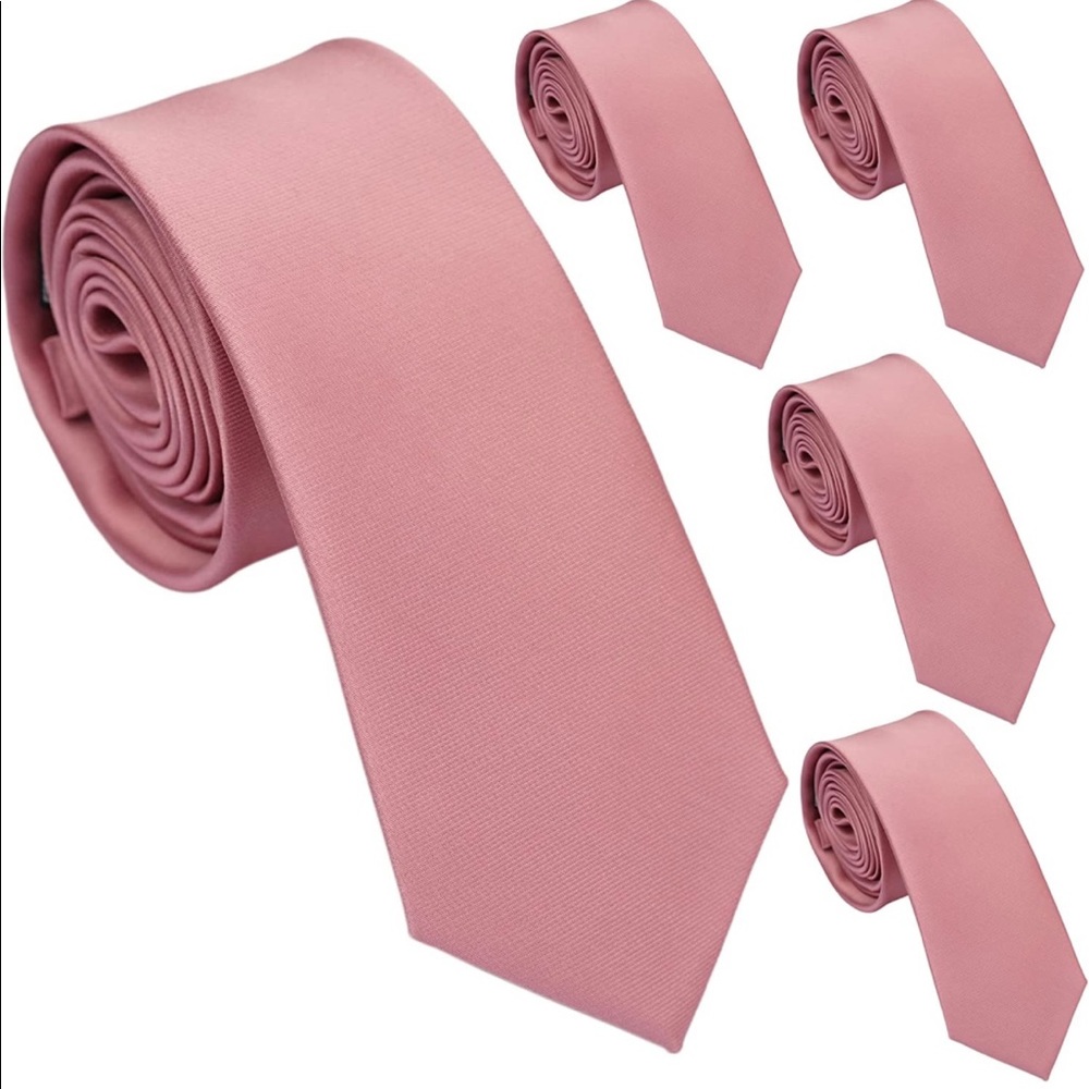 New Dusty Rose Skinny Tie 2.5” Slim Artificial Silk Wedding Groom Groomsmen